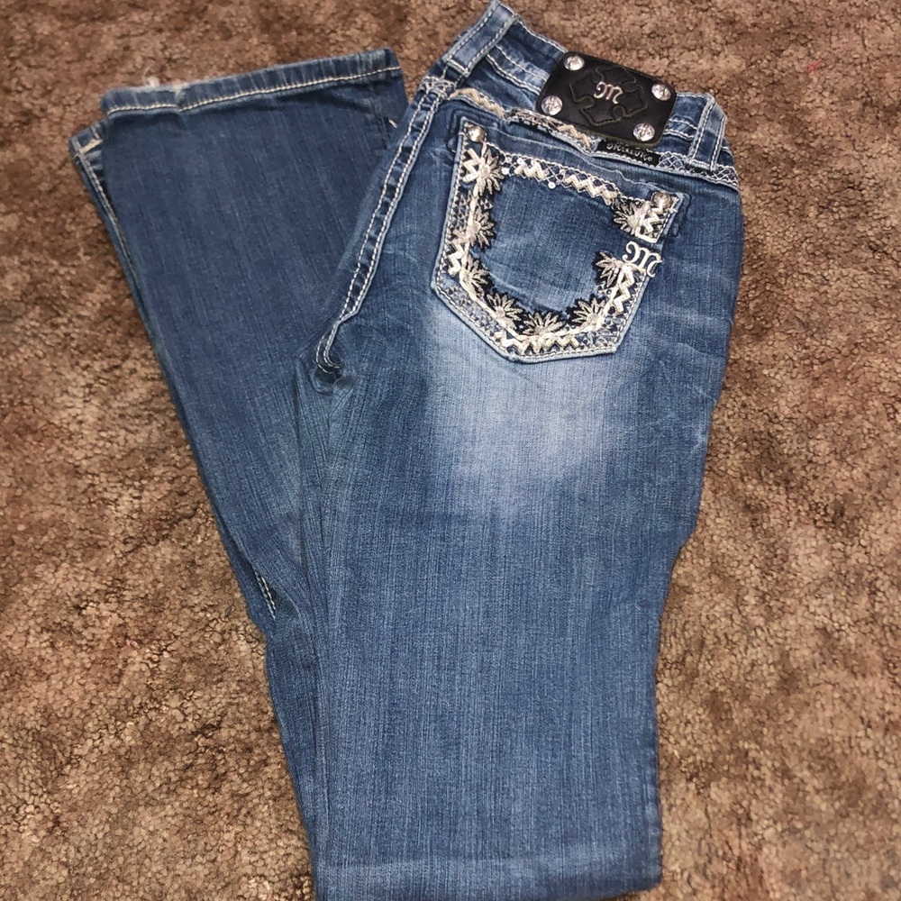 Miss Me Blue Boot Cut Jeans with Embroidery